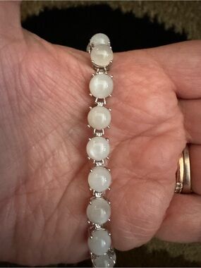 Sterling Silver Moonstone prong tennis bracelet
